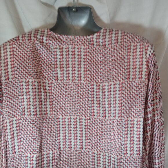 Vintage Blouse Shirt Highland Queen Made Hong Kong Tartan Red Blue Size 16 XL - Picture 12 of 14